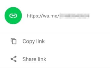 Screenshot of WhatsApp business short link tool